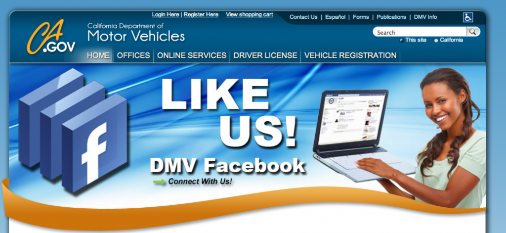 Like us on facebook by California DMV